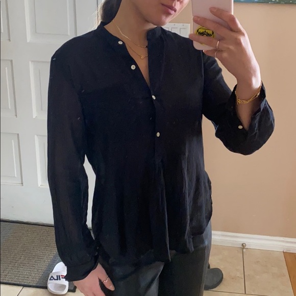 half button up Wilfred blouse in black. - Picture 2 of 3